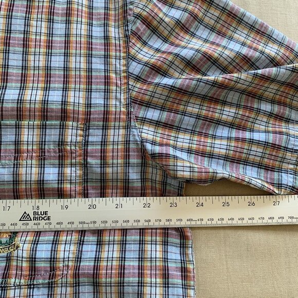 Wrangler Riata Classic Fit Shirt Rainbow Plaid Short Sleeve Button Down Mens L - Picture 7 of 11